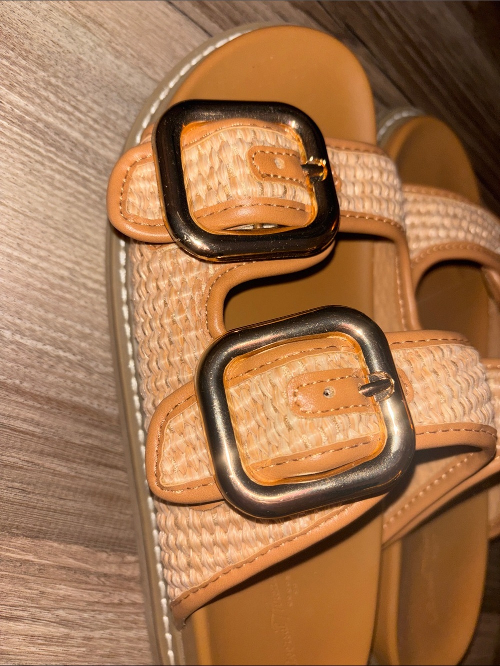tan sandals with gold hardware! - Picture 3 of 5